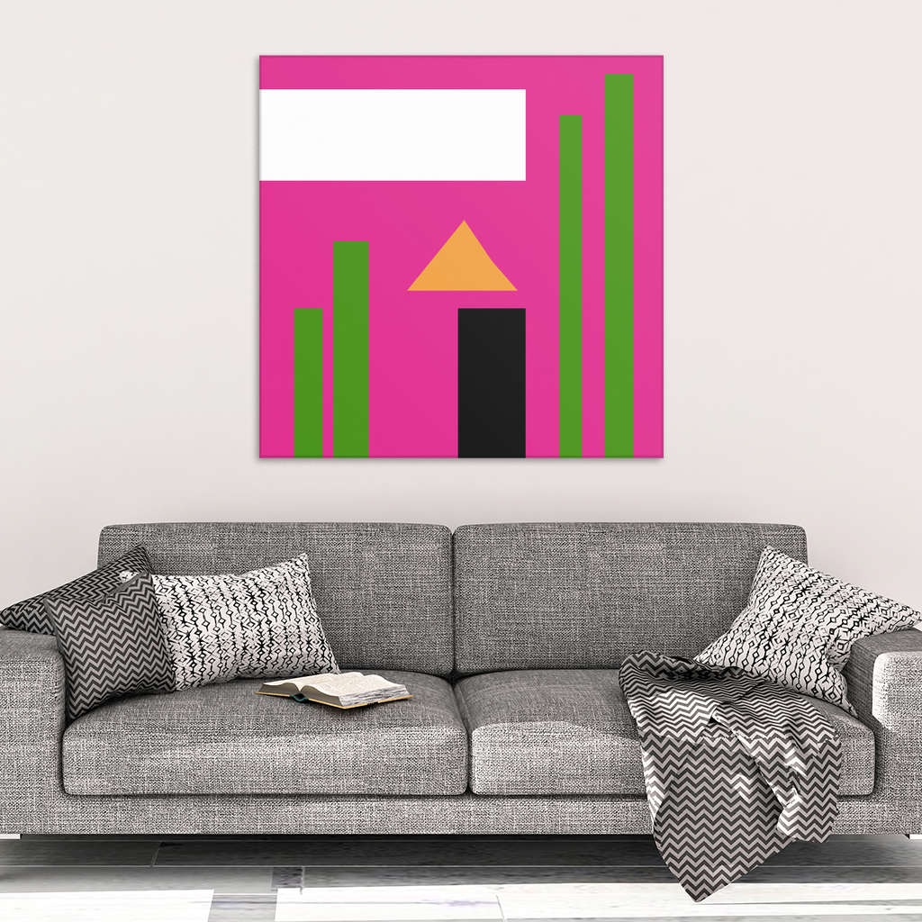 HOUSE & CACTUS SQUARE CANVAS